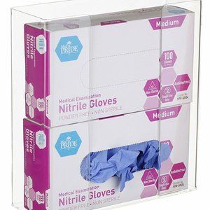 NEW Lot of 2 Clear Acrylic Double Capacity Glove Box Dispenser Medical Dining